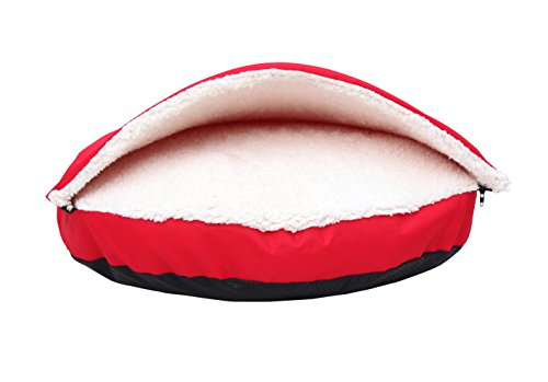 Long Rich Happycare Textiles Durable Oxford To Sherpa Pet Cave And Round Pet Bed, 25", With Removable Top And Insert #TOP4