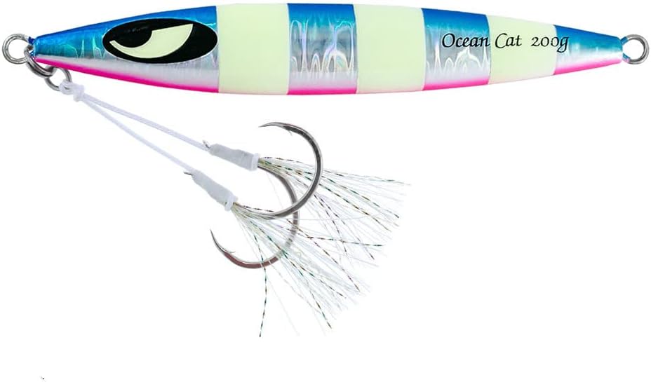 OCEAN CAT Slow Fall Fishing Luers Mental Lead Jigging Sea Baits Flat Hooks 5 Colors 5 Weights