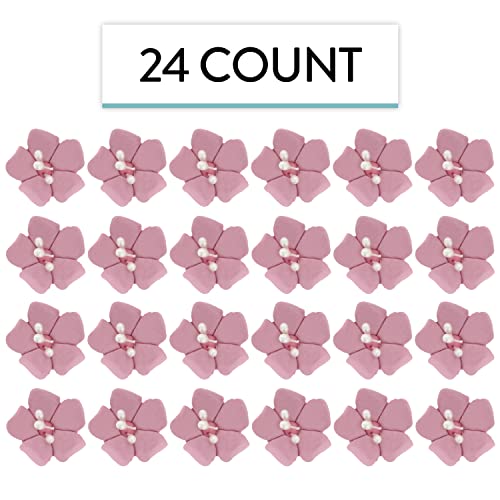 Global Sugar Art Blossom Sugar Wedding Cake Flowers With Pearl Stamens, Dusty Pink, Unwired, 24 Count By Chef Alan Tetreault #TOP2