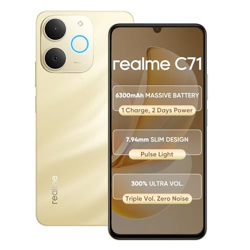 Image of realme C71 4G Smartphone 4GB+64GB Dune Gold,6.745 inch Screen, 90Hz Eye Comfort Display, 6300mAh Battery, 37MP Cameras, Unisoc T7250 Chip, IP54