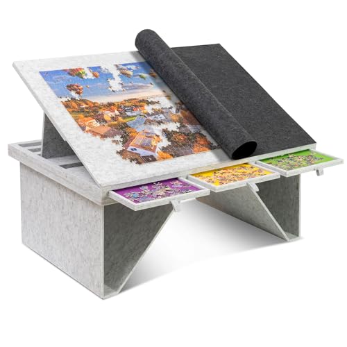 Planche de puzzle inclinable 1500 pièces avec 4 tiroirs de rangement