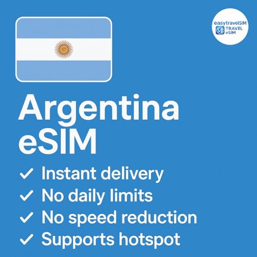 eSIM Argentine internet mobile haut débit pour road trip de 30 jours et partage hotspot inclus
