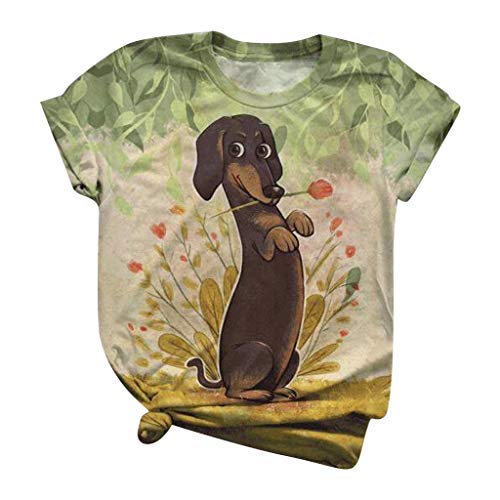 Blusas y Camisas de Mujer Manga Corta con Cuello Redondo y Estampado Animal 3D Blusa Casual Basica Camiseta Suelto Verano Fiesta T-Shirt Original Tops riou