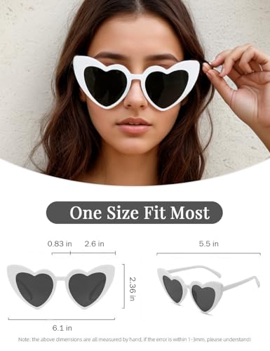 8 Pack Heart Sunglasses Vintage Cat Eye Heart Glasses Retro Bachelorette Bride Sunglasses Bulk for Women4