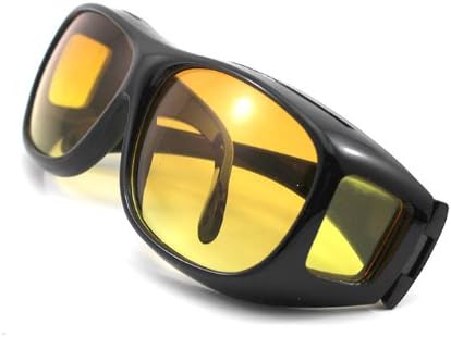 Huayang Unisex HD Night Driving Glasses Vision Care Eyes Protect Wrap Around Sunglasses Yellow