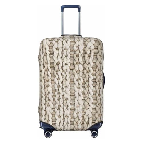 Texture Of Woven Light Beige Elastic Travel Luggage Covers Dustproof Scratch-Resistant Suitcase Protector Fit 22-24 Inch
