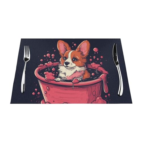 Set de table Corgi rose lavable pour protéger la table des enfants - 7