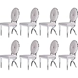 ACEDÉCOR Dining Chair, Beige Velvet Upholstered Armless Side Chair with Silver Stainless Steel Legs