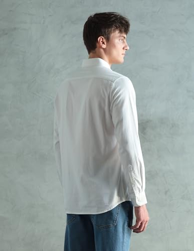 Image of Arrow Sport Solid Slim Fit Cotton Shirt for Men - Full Sleeve Mens Casual Shirts