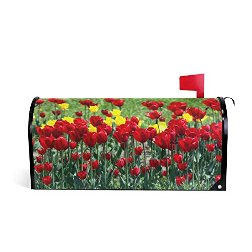 WOOR Spring Tulips Flowers Summer Magnetic Mailbox Cover Floral MailWraps Garden Yard Home Decor for Outdoor Oversized-25.5