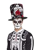 Disponible en solo un tamaño Smiffy\'S 48035 Calavera Y Chistera Rosa Del Día De Muertos, Multicolor, Tamaño Único