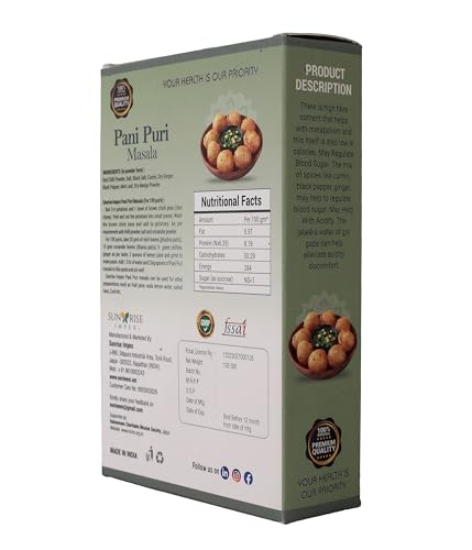 Image of SUNRISE Impex Pani Puri Masala 100g | Flavourful Golgappa Masala Powder | Authentic Street Style Indian Chaat Spice Mix for Pani Puri, Golgappa & Chaat