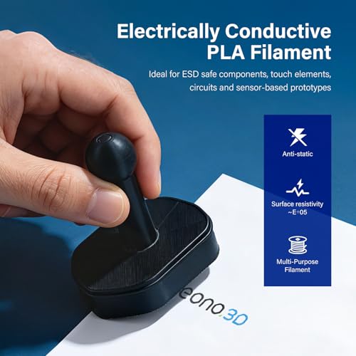 Image of Conductive PLA Filament 1.75mm, 1kg - Electrically Conductive 3D Printer Filament for ESD Protection, Sensors & Functional Prototypes - Compatible with FDM Printers, Black, Matte Plastic Spool