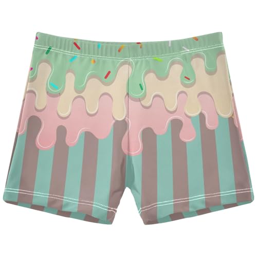 Boys Swim Trunks Quick Dry Bathing Suit Stripe Green Ice Cream Wafer Toddler Swim Shorts Boardshorts Swimwear 3-10