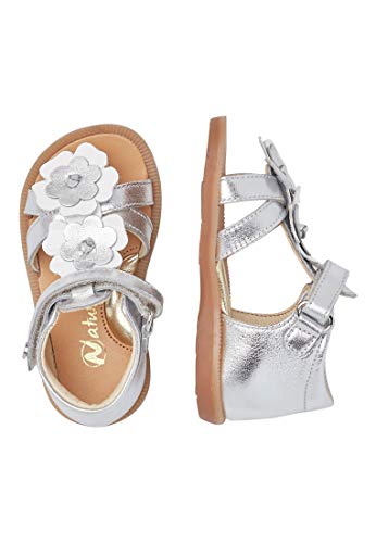 Naturino STREIS-Sandalo T-strap con fiori Argento