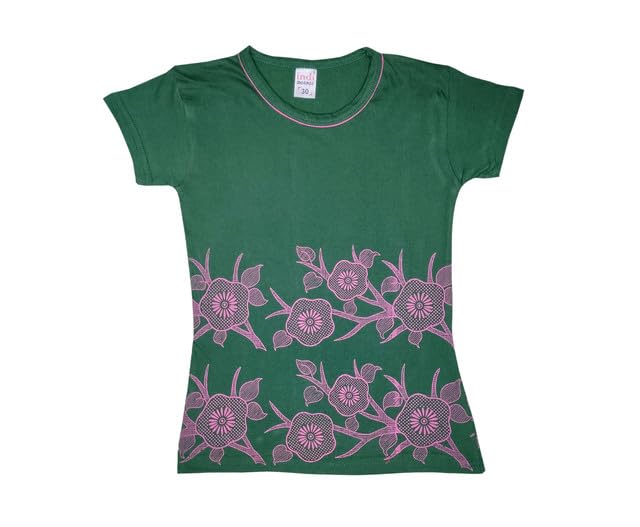 Girls Cotton Printed Half Sleeves Tshirts Summer (Pack of 3) Yellow::Green::Bottle Green 4