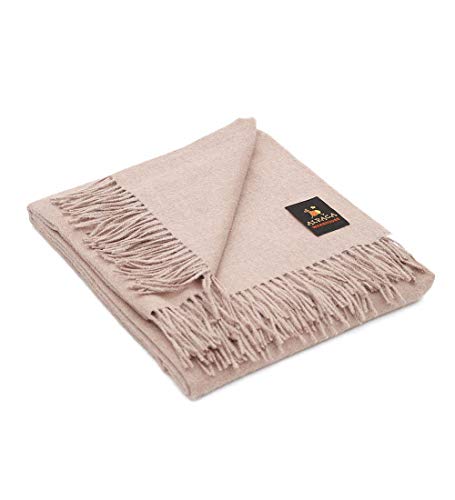 100% Baby Alpaca Wool Blanket Throw Solid Color Design For Bed Couch Sofa Soft Warm Peruvian Alpaca Wool Blankets 72" X 52" (Antique Rose) #TOP12