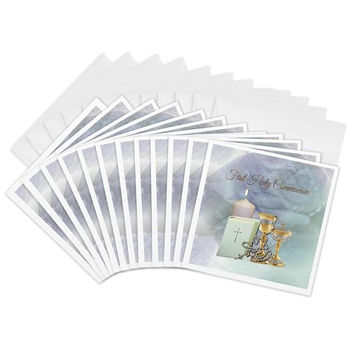 Cartes première communion calice et bible lot de 12 pour réussir vos vœux