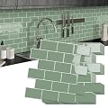 10-Sheet Thick Peel and Stick Kitchen Backsplash Tiles, 3D Subway Waterproof Self-Adhesive Wall Tile Stick on Backsplash for Kitchen and Bathroom(Green,12"×12")