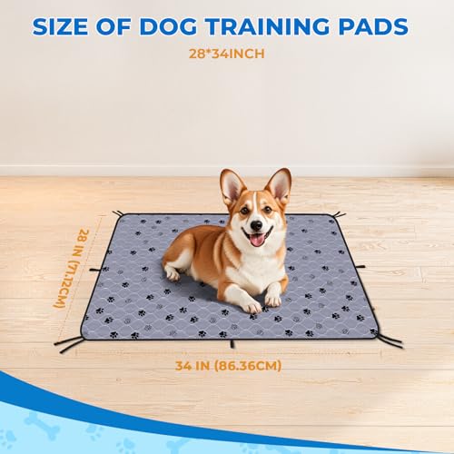 Image of Fostanfly Washable Pee Pads for Dogs, 2 Pack 28''x34'' Large Ultra-Absorbent and Leak-Proof Non-Slip Reusable Potty Training Pads for Dogs, Puppy, Potty Buddy and Cats of Add 8 Lanyards