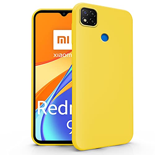 N NEWTOP Cover Compatibile con Xiaomi Redmi 9C, Custodia TPU Soft Gel Silicone Ultra Slim Sottile Flessibile Case Posteriore Protettiva (Giallo)