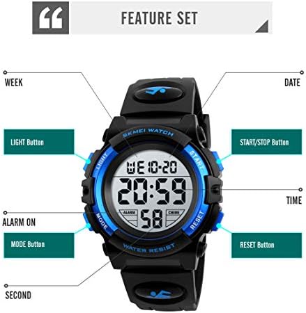 CakCity Boys Sport Digital Watches, Kids Waterproof Sports Outdoor LED Screen Watches Electronic Children Casual Watches