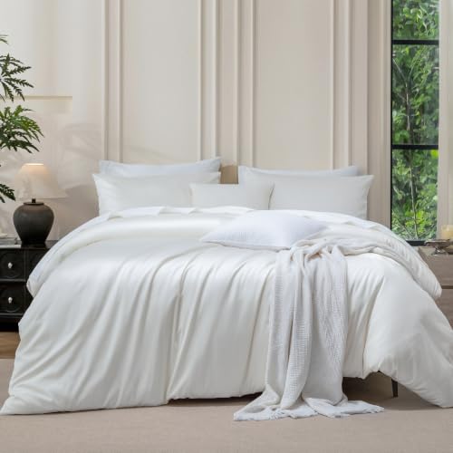 MooMee Queen Duvet Cover Set 100% Extra Long Staple Cotton Cooling Bedding