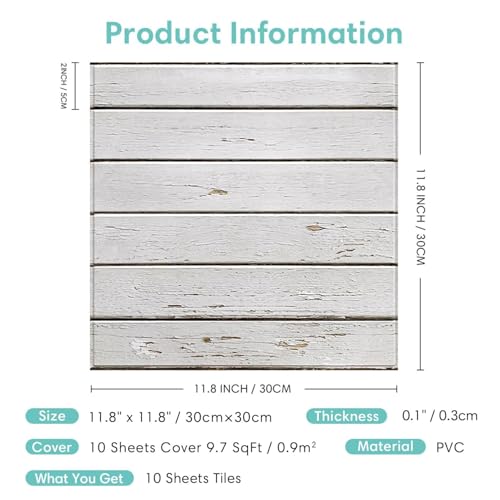 Commomy 10 Pcs Faux Wood 3D Wall Panels Peel and Stick -11.8\"x11.8\" Ultralight Thin PVC 3D Faux Wood Panels for Walls Shiplap Planks for Kitchen, Living Room,RV, Interior Wall Decor - Thumbnail 5