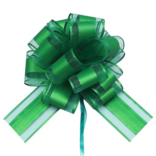 HSXJJ 6 Pcs Large Gift Bow Pull Bows for Gift Wrapping 6 inches Basket and Wedding Decoration Holiday and Birthday Presents Wrapping Bows Christmas Bows for Gift Wrapping(Green)