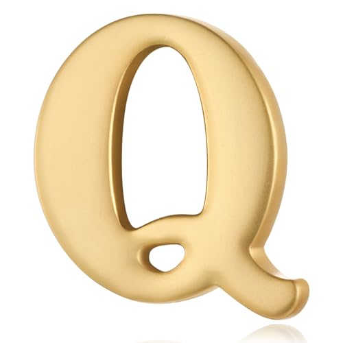 Image of HONEY BEAR Mens Womens Initial Alphabet Letter Lapel Pins Collar Badge Brooches for Business Wedding Graduation Gift Matte Gold 0.59 inches