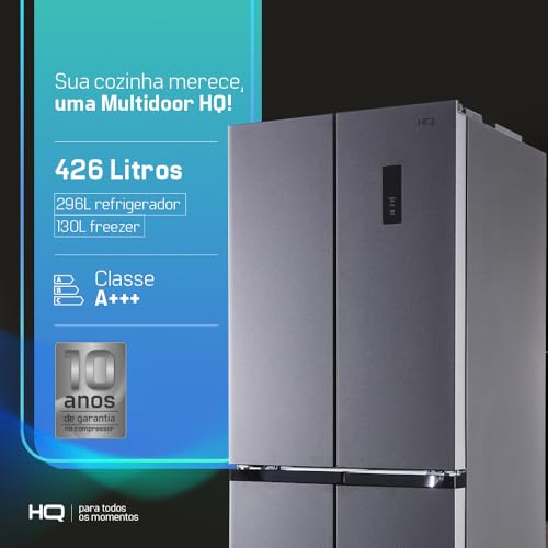 Geladeira Refrigerador HQ Frost Free Multidoor 426 Litros Cinza HQ-426MDFF (127V)