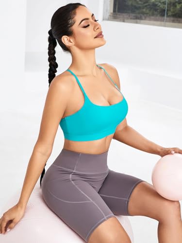 Image of RUNNING GIRL Y-Back Sports Bras for Women, Medium Impact Wirefree Padded Bra Workout Crop Top Longline Sports Bra Push up, Black