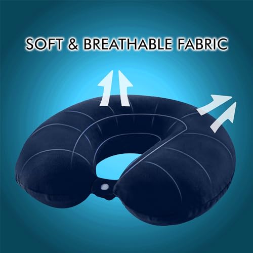 Image of Billebon Premium Neck Pillow Eye Mask Combo Airplane Travel Pillow with Comfortable Velvet Sleeping Eyemask Head Rest Pillow & 30 Years Warranty