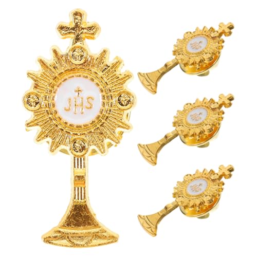 JOINPAYA Pins de Solapa Religiosos para Comunión y Bautizo 4 Piezas Tamaño Óptimo Material Duradero Pin Católico Cruz Niñas Accesorio para Fiesta Religiosa