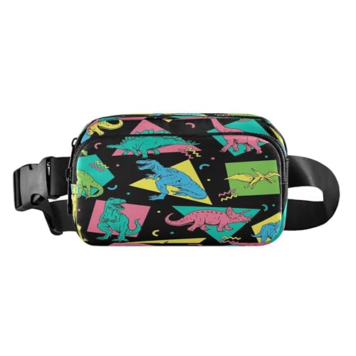 Exnundod Fanny Packs Dinosaurs Seamless Pattern Purse Waist Pack Cute Women Crossbody Bags Waterproof Men Fanny Pack for Running Hiking Workout