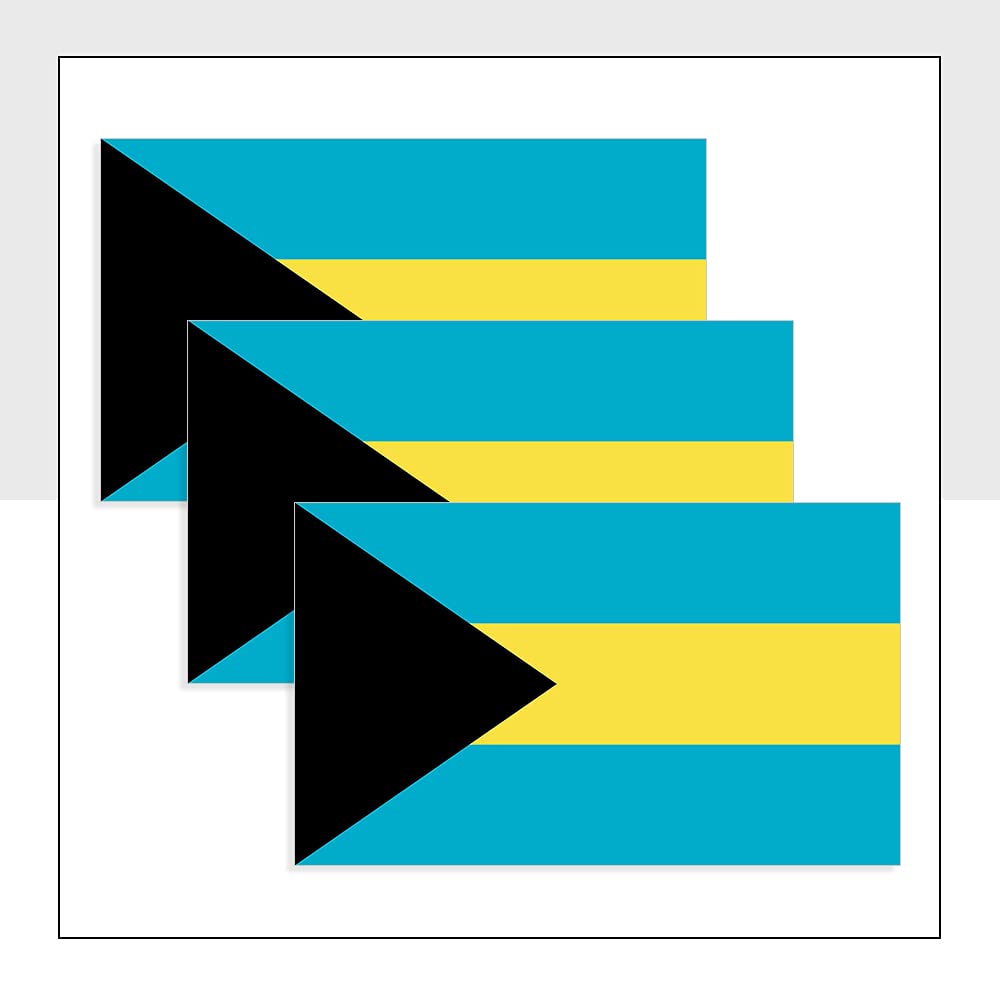 Bahamas Flag Car Stickers Pack of 3 (100 x 60 mm) Waterproof BHS Label for Bike Van Laptop Helmet Windows Packwith® #P1115