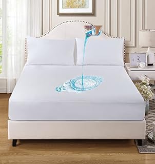 Waterproof Mattress Protector Twin Jersey Knit Deep Pockets 39x75 Size Breathable Noiseless 8-20Inches Bed Smooth Jersey M...