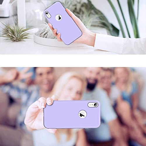 Image of Elzzi Back Cover for iPhone Xr Case, Shockproof Slim Camera & Full Body Protection Liquid Silicone TPU Cover with Logo Cut (6.1 Inch) -Purple