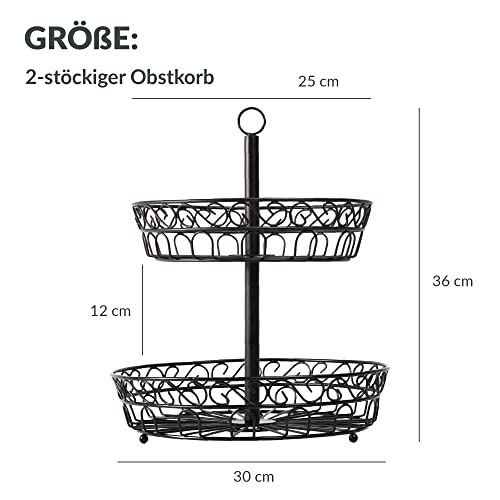 Foto von Chefarone Obst Etagere 2 Etagen Obstkorb Metall Schwarz 25&30cm