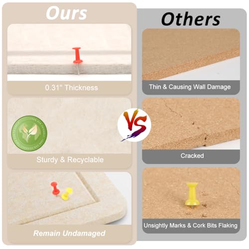 Image of Climberty Felt Bulletin Board 36x24 Inches, Self-Adhesive Vision Board with 50 Clear Push Pins for Photos, Notes, Planning, Office, Home & Classroom Decor (Light Camel)