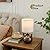 Rustic Farmhouse Ceramic Table Lamp Set of 2, Retro Bedsides Lamps Bedroom with Beige Fabric Lampshade Jar Lamps for Nightstand, 12” Small Table Lamp for Bedroom Living Room Office End Table Art Deco