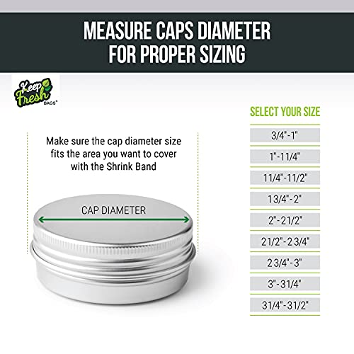 Image of Keep Fresh Shrink Wrap Bands, Shrink Bands for Jars, Heat Seals for Bottles, Tinctures, and Mason Jars, Air Tight Container Shrink Seals (2 1 /2 inch - 2 3 /4, 200 Count)