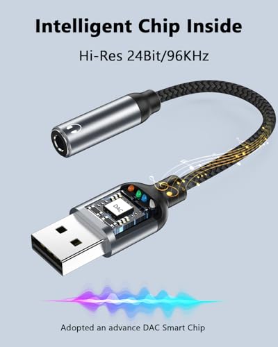 USB auf 3,5 mm Klinke Aux Adapter, Externe USB A Soundkarte auf 3,5 mm Audio Stereo Konverter Adapter für Kopfhörer, PC Rot, Laptop, Desktop, PS4, Lautsprecher oder 4 Pole TRRS Mikrofon, Headset