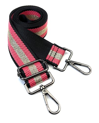 Image of Purse Strap Replacement for Crossbody Bags & Handbags | Premium Webbing with Gunmetal Black Hardware Clip-On Installation Adjustable Length Comfortable Wide Guitar Style Strap