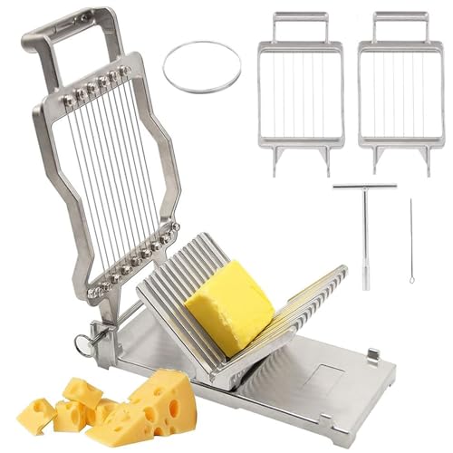 Kommerzieller Käseschneider mit 10mm 20mm Draht, Hochleistungs-Edelstahlschneider für Butter-Schinken-Ei, ergonomisches manuelles Schneidewerkzeug für Deli-Küche