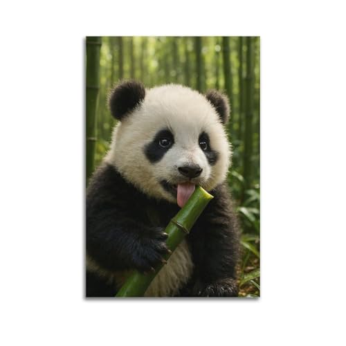 Bébé panda en forêt tableau suspendre cadeau chambre enfant
