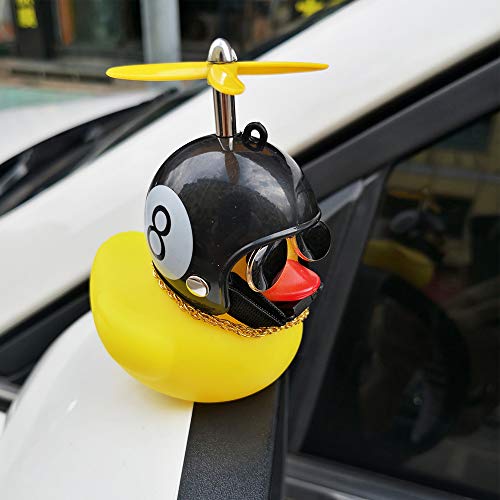 Image of wonuu Rubber Duck Car Decorations Cute Yellow Duck Car Dashboard Ornaments with Propeller (W-8&Black)