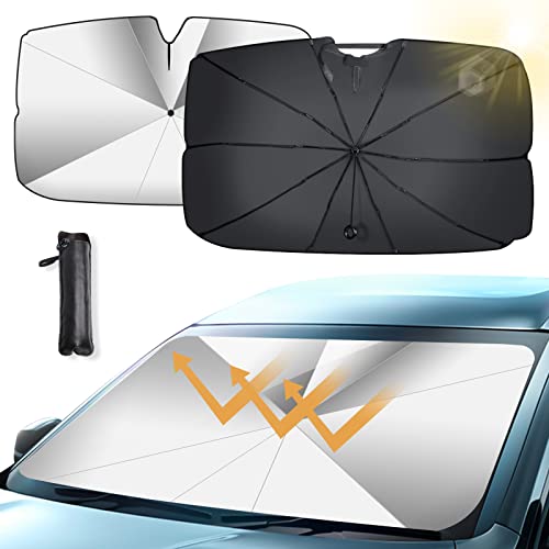 Parasol parabrisas delantero plegable con protección UV y formato paraguas de 140x79cm