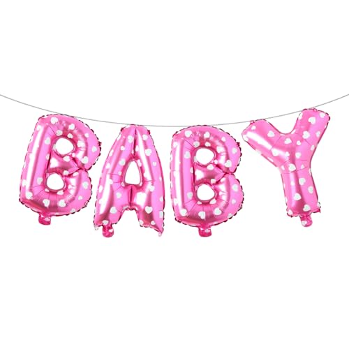 Image of 16 Inch Baby Letter Balloons Multicolor Foil Balloons BABY Balloons, 4 Pcs Foil Aluminum Balloon for kids Birthday, Baby Shower, Wedding, Gender Reveal Party Decorations (BABY Pink Heart)
