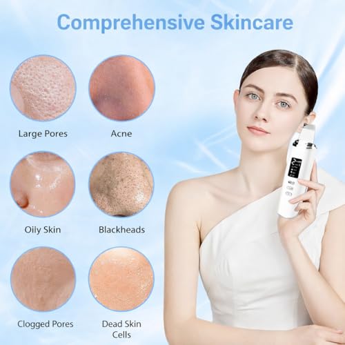 Image of Docoss Facial Skin Scrubber & Ultrasonic Pore Cleaning Machine with 4 Modes, Blackhead Remover with Red Light & Blue Light, Face Cleansing Rechargeable Machine(White)